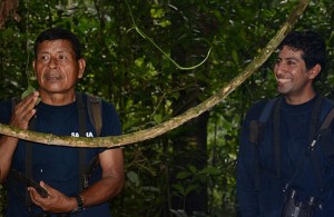 Ernesto, our indigenous guide, is warning us about this poisonous vine as naturalist Kilnger looks on.