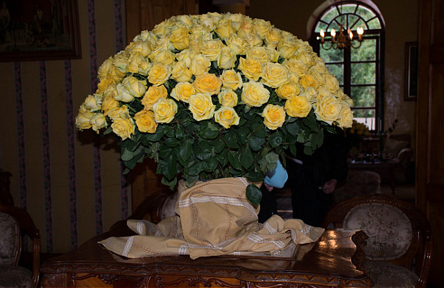 Bouquet in the front hall of the family home
