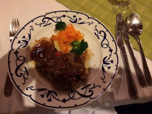 Steak dinner at Hacienda Cusin