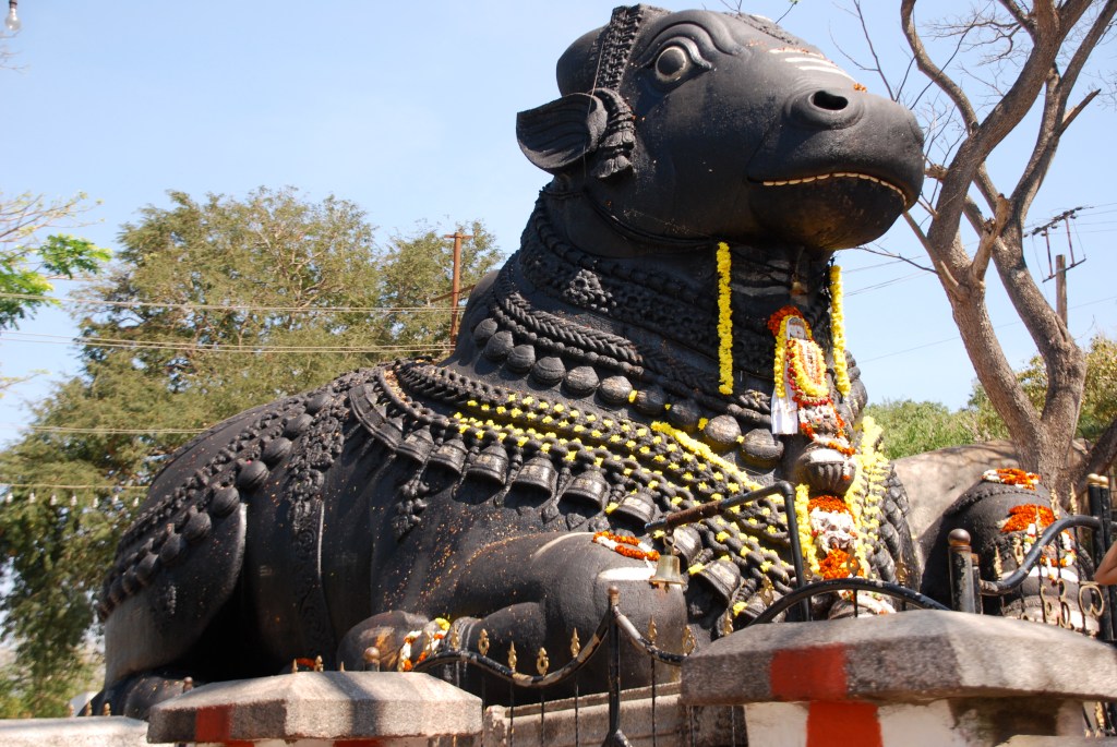Public art in India tends to be mainly religious - or at least the public art I have seen. This sculpture of Nandi is huge - probably 12 feet high at its highest.