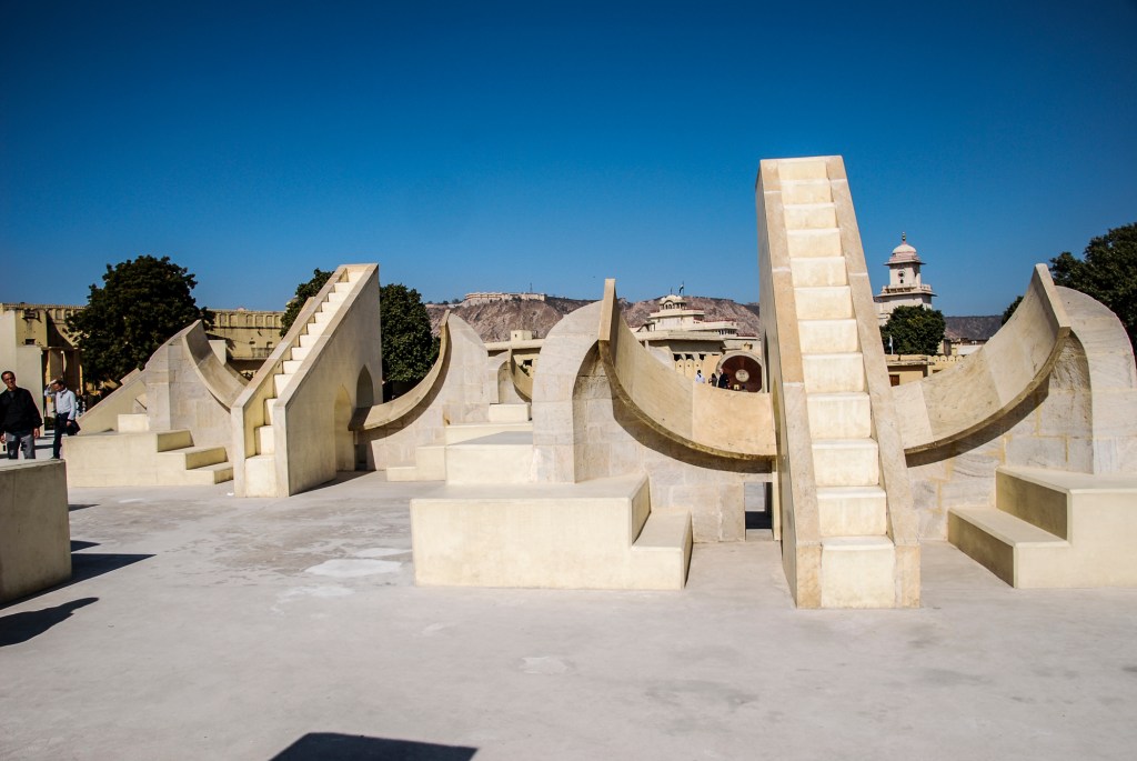 The astronomical centre in Jaipur houses the largest sundials in the world. They were built in the 1790s and are accurate to the minute, give or take a few seconds. There are several different sundials - all giving the same time of course.