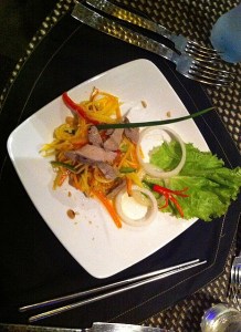 Dinner - mango salad with pork