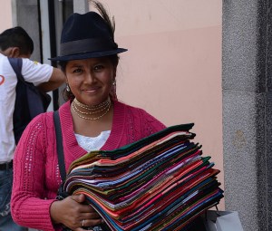 Lovely Ecuadorean girl selling me a wool shawl