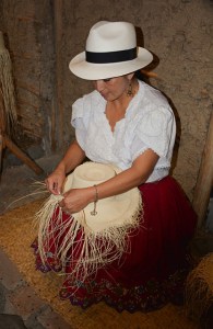 Woman weaving a Panama hat