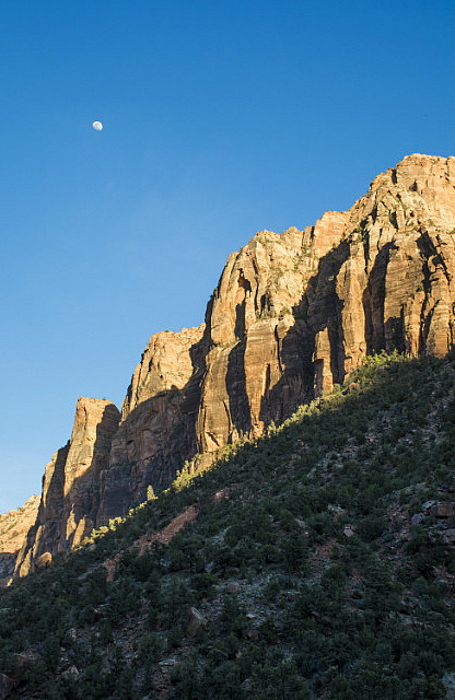 Capturing the moon at sunset