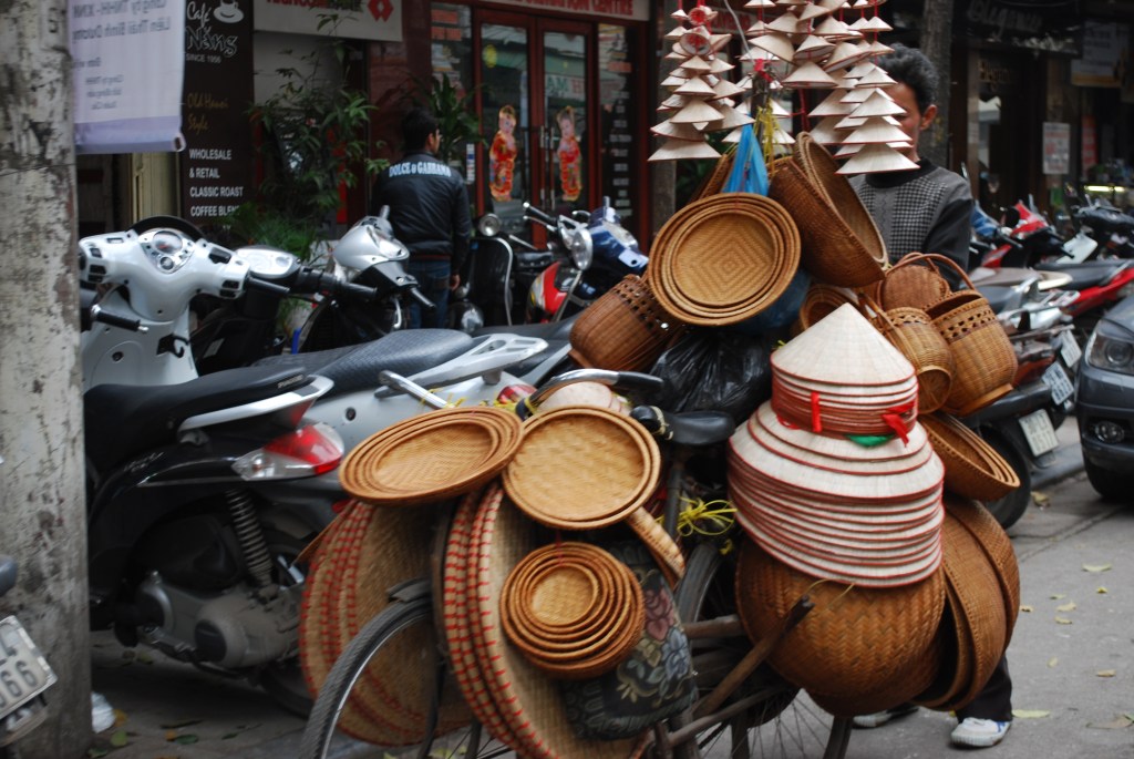 Basket-carrying bicycle