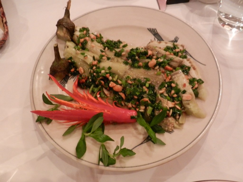 Grilled eggplant witih spring onion