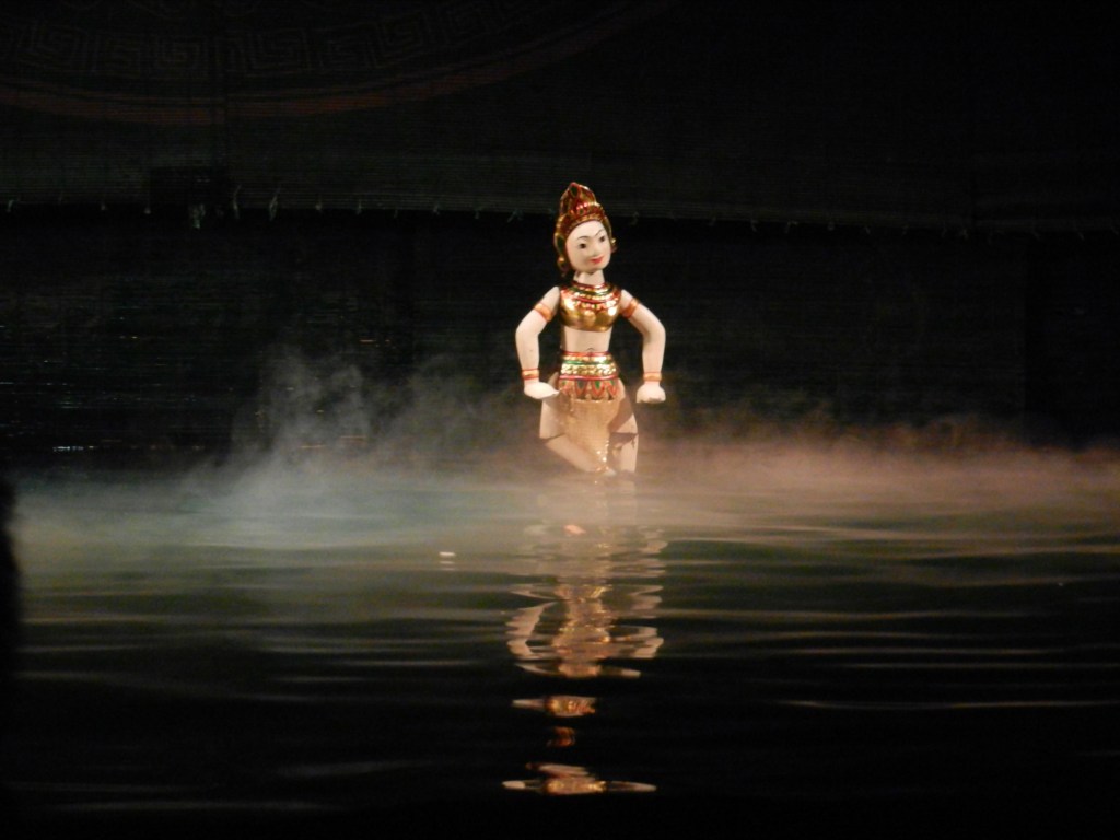 Water puppet with dry ice