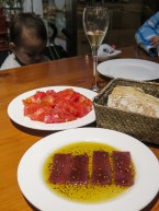 Tomato salad and marinated tuna