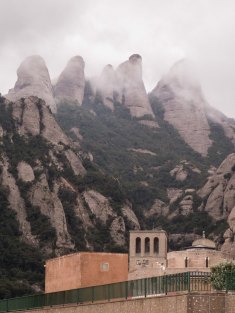 Approaching Montserrat on a cloudy, moody day