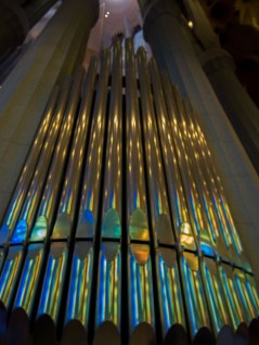 Organ pipes with reflected light